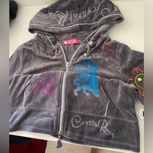 NWT VINTAGE Y2K Crystal Rock Rasta Zip-up Embellished Sweater Women Size L